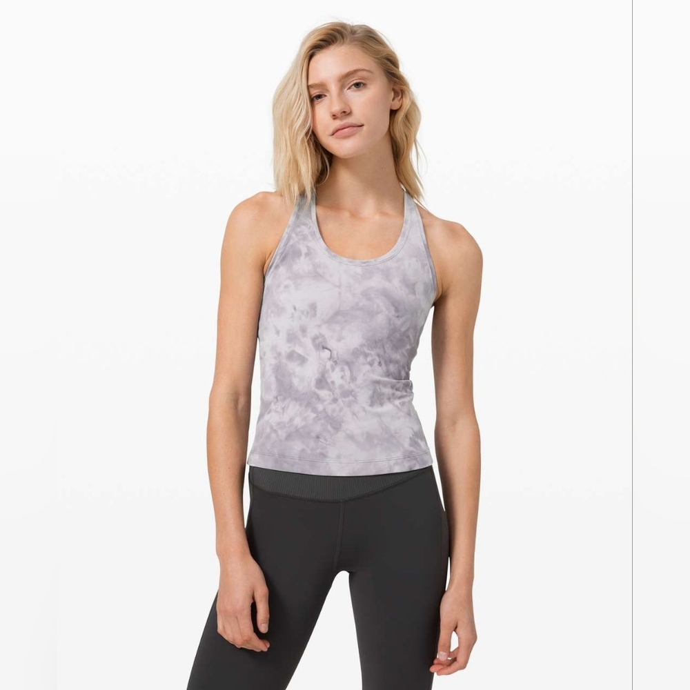 Lululemon Tank Top Womens Size 20 Cool Racerback Shorter Grey Running Shirt